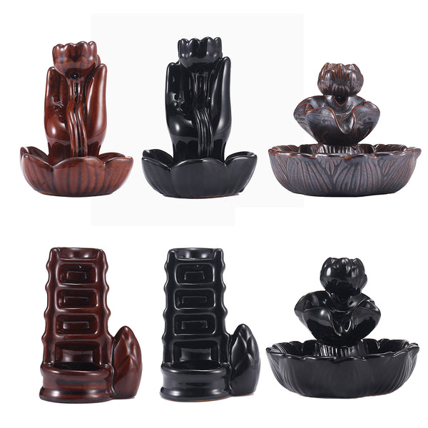 6 Types Retro Handmade Porcelain Ceramic Backflow Incense Burner Buddhist Decoration Home Aromatherapy