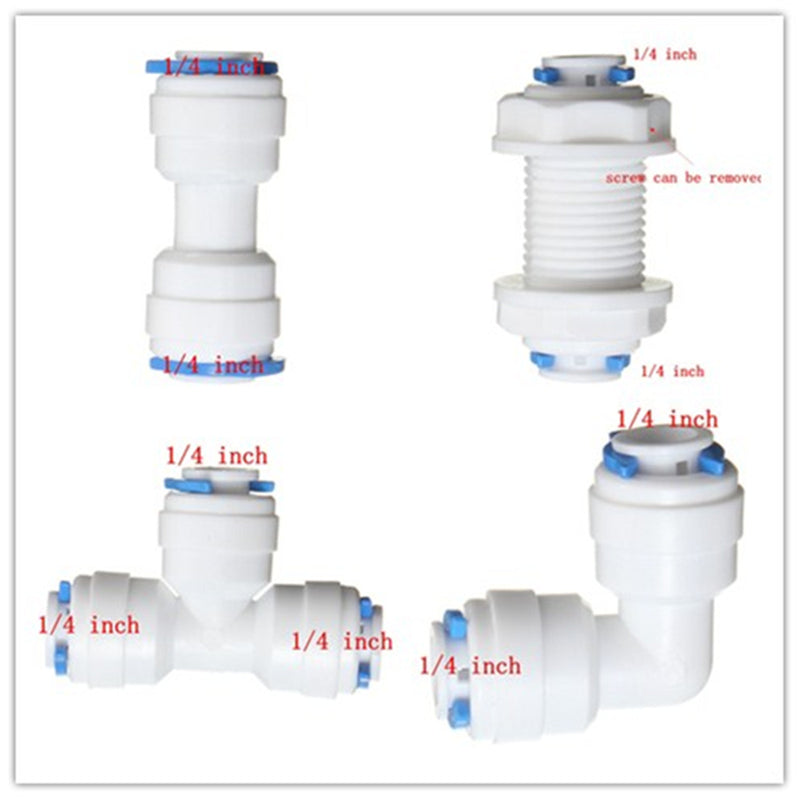 Adapter 1/4  Water Purifier Connector Reverse Osmosis System Part with 2 Clasps