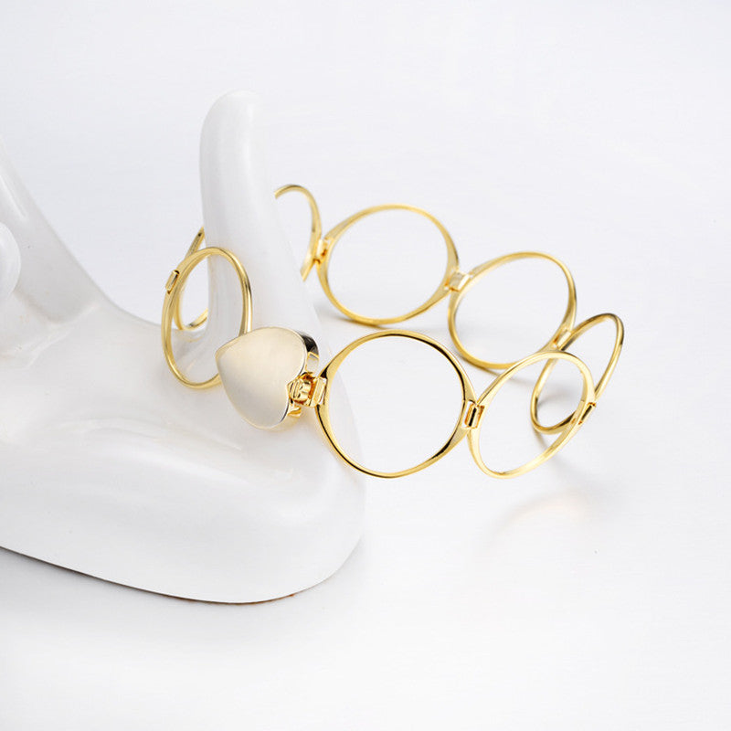 Unique Heart Finger Rings Stackable Multilayer 2 in 1 Dual Purpose Ring Bracelet for Women