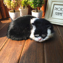 Realistic Sleeping Cat Lifelike Plush Fake Kitten Fur Furry Animal Figurine Toys Home Decorations