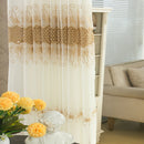 2 Panel White Jacquard Printed Sheer Tulle Curtains Bedroom Living Room Hollow Out Window Screening