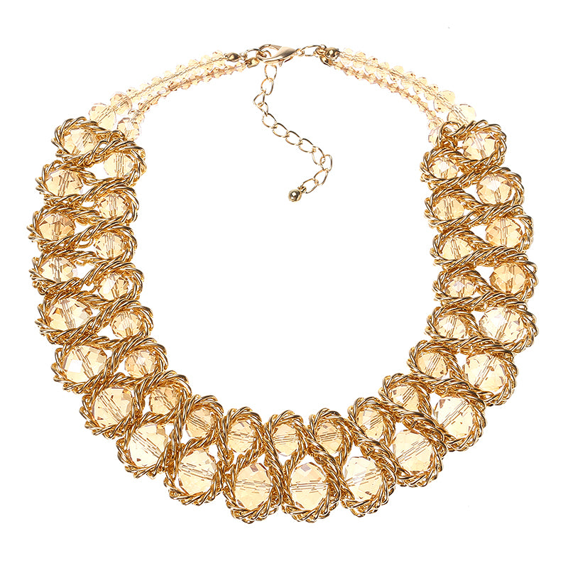 Women Multicolor Crystal Charm Gold Exaggerated Bib statement Necklace Jewelry Gift