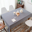 Cotton and Linen Simple Pastoral Tablecloth Geometric Tectangular Table Cover with Color Stripes