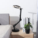 DC5V 10W Metal LED Swing Arm Table Lamp Magnifier Ring Reading Light Dimmable 3 Color Temperature for Study