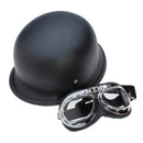Black 59-60cm/23.2-23.6in Motorcycle Half Face Helmet With Removable Goggle Cruiser Biker Matte