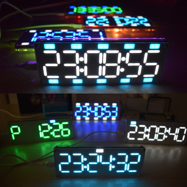 Geekcreit DIY 6 Digit LED Large Screen Two-Color Digital Tube Desktop Clock Kit Touch Control