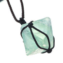 DIY Natural Fluorite Octahedron Pendant Rough Crystal Specimen Necklace Healing Decorations