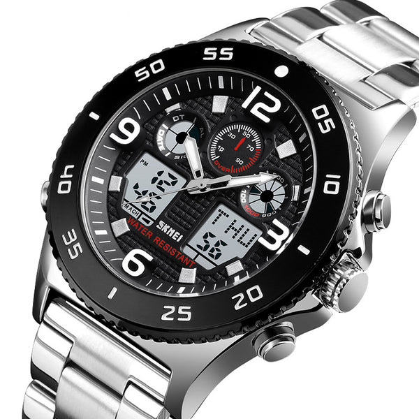 SKMEI 1538 Business Style Dual Display Watch Alarm Multifunction Metal Case Men Digital Watch