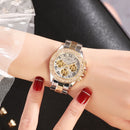 Deffrun Shining Fashion Style Women Wrist Watch Full Steel Quartz Watches