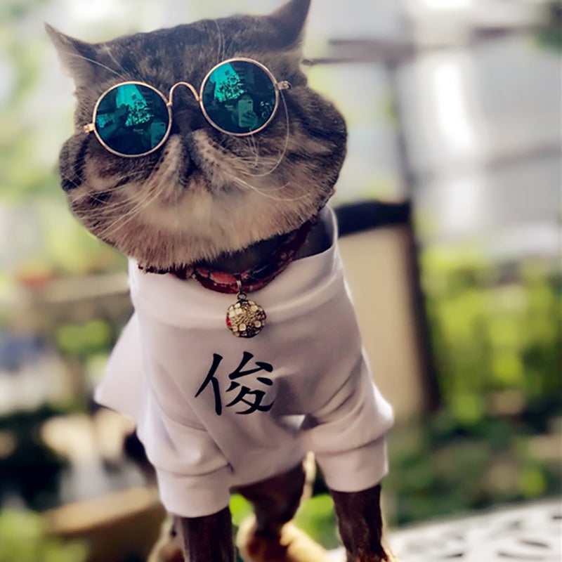 Cute Cat Puppy Pet Glasses Eye Wear Sunglasses Straw Hat Photo Props Cool Toys