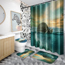 Bathroom Shower Curtains Toilet Waterproof Polyester Fabric Cover Mat W/ 12 Hooks