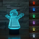 3D Xmas Snowman Night Light 7 Color Changing LED Art Desk Table Lamp For Toy Gift