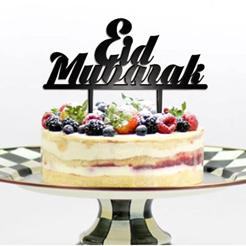 Eid Mubarak Ramadan Iftar Cake Topper Muslim Islam Hajj Cake Decor Black Gold Cake Decorations