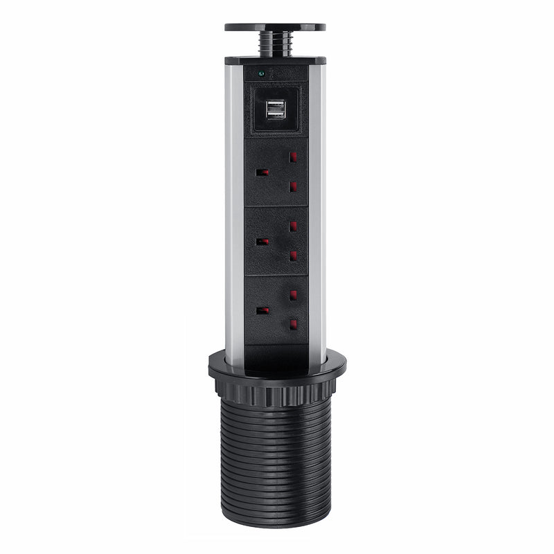 2500W 16A UK Plug 3/4/5/6 Socket Power 2.1A USB Charger Hidden Kitchen Table Electrical Socket