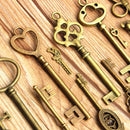 70Pcs Vintage Bronze Skeleton Heart Key Pendants DIY Accessaries