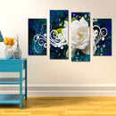 Miico Hand Painted Four Combination Decorative Paintings White Rose Wall Art For Home Decoration