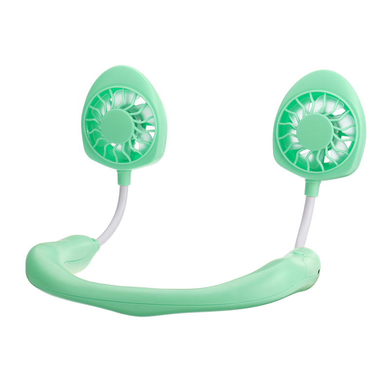 Portable USB Rechargeable Fan Neckband Lazy Neck Hanging Dual Cooling Mini Fan