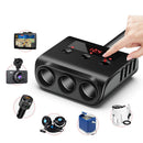 TR12 100W Car Charger Adapter With On/Off Switch 3 Cig arette Lighter Sockets