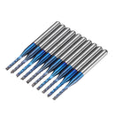 Drillpro 10pcs 2.2/2.4/2.5/3.0mm Blue NACO Coated PCB Bit Carbide Engraving Milling Cutter For CNC Tool Rotary Burrs