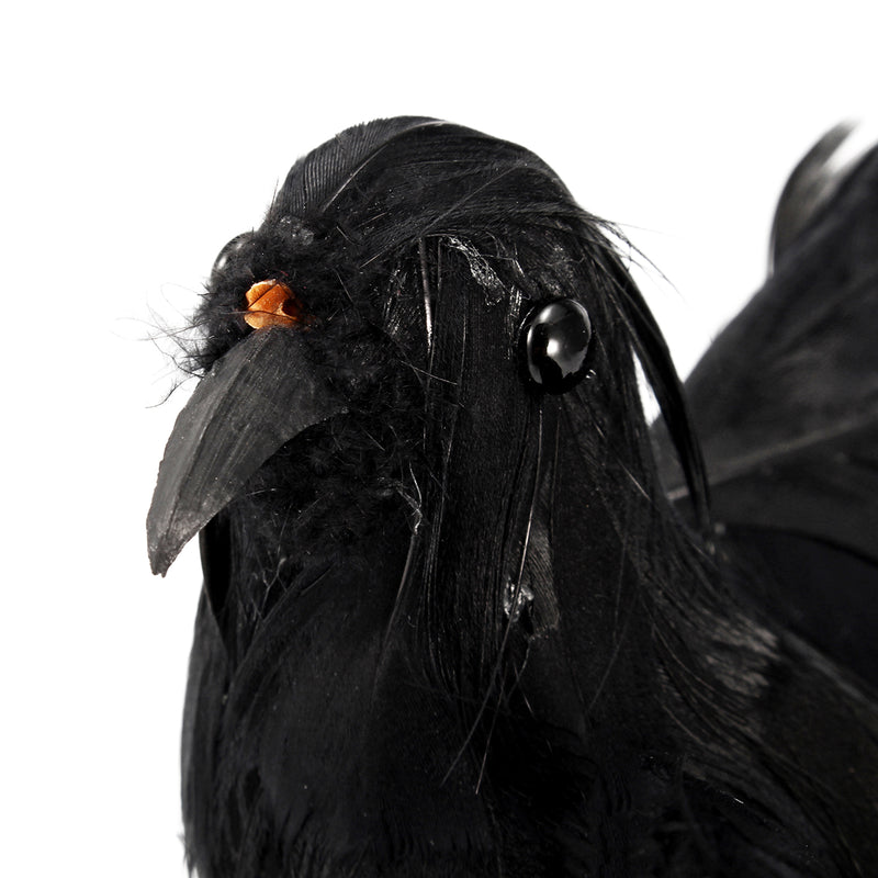 Realistic Looking Halloween Decorations Birds Black Feathered Detachable Crow