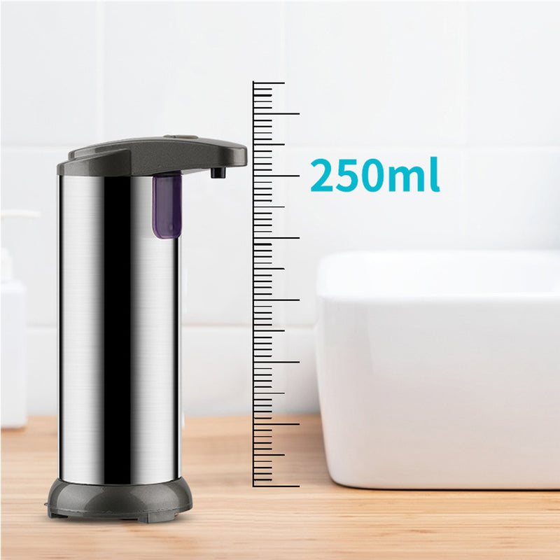 Stainless Steel 250ml  Auto Induction Soap Dispenser IPX7 IR Body Sensing Intelligent Container With Led Light
