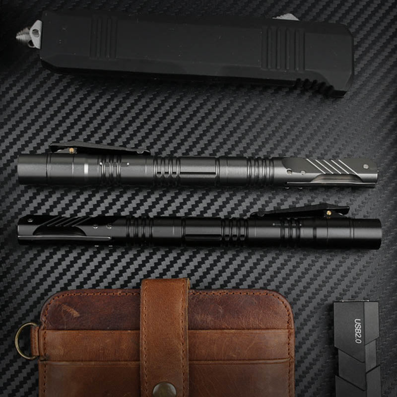 ZANLURE B23 Outdoor Hunting Rechargeable Flashlight Tactical Pen Window Breaker Gel Pen Knife Multi-function Tool