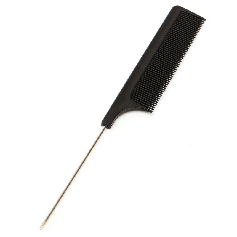 20cm 8'' Fine-tooth Metal Pin Hairdressing Hair Style Rat Tail Comb Black