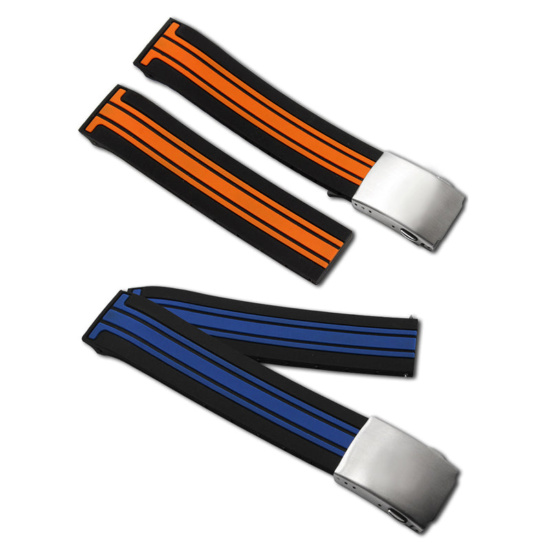 New BLACK/BLUE/ORANGE Silicone Rubber Diver Watch Band Strap For Tissot-T-Race
