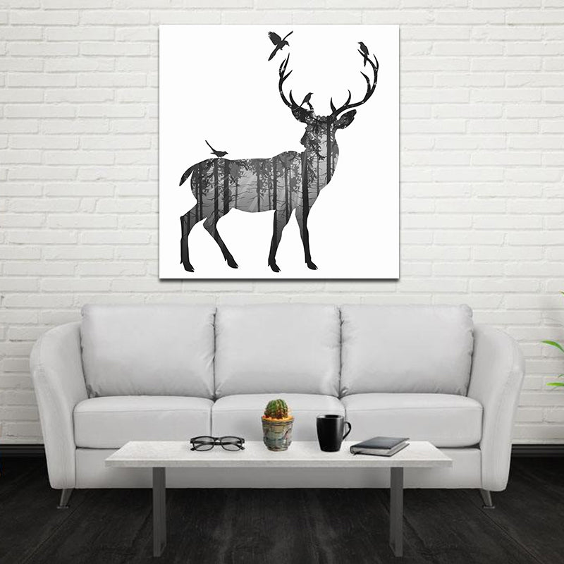 Miico Hand Painted Oil PaintingsSimple Style-CSide Face DeerWall Art For Home Decoration Paintings