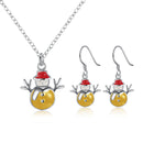 Christmas Snowman Necklace Enamel Process Earrings Gift Party Jewelry Set