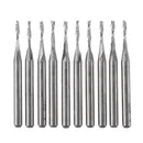 Drillpro 10pcs 3.175mm Shank End Mill 0.8-2mm Diameter Two Flutes CNC Milling Cutter