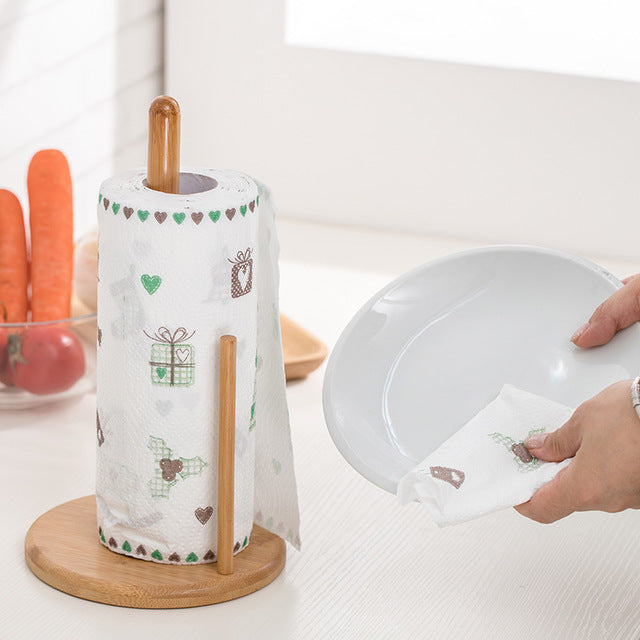 Bamboo Wood Tissue Box Roll Paper Storage Rack Paper Towel Pumping Table Top Storage Paper Roll Quality Three Bags