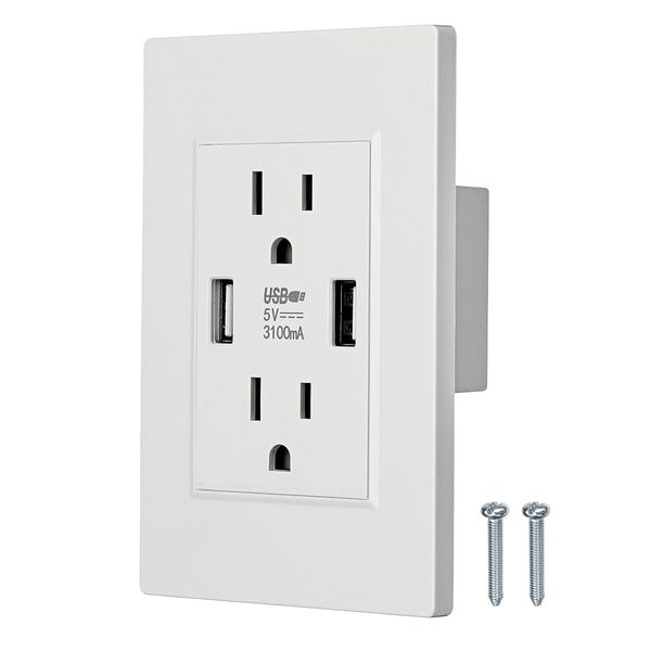 US Standard Dual USB Wall Socket Double 2.1A/3.6A Universal Plug Socket Port Power Adapter Outlet Tamper Resistant Duplex Receptacle