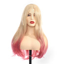 Women's Fashion Blonde Wig Ombre Pink Sweet Wave Wig Curly Hair Long Big Wave Wig