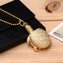 Deffrun Gold Case Tortoise Pocket Watches Unisex Quartz Watch