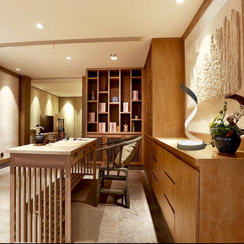 Modern LED Light Bedside Spiral Table Lamp Creative Design Curved  Warm White