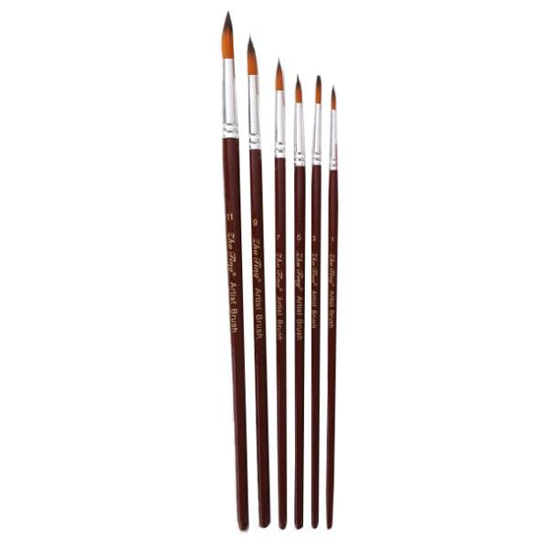 Zhuting 6001R 6Pcs Round Front Nylon Practical Writing Brush