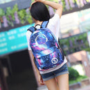 18L Luminous USB  Anti-theft Backpack Waterproof Laptop School Bag Camping Travel