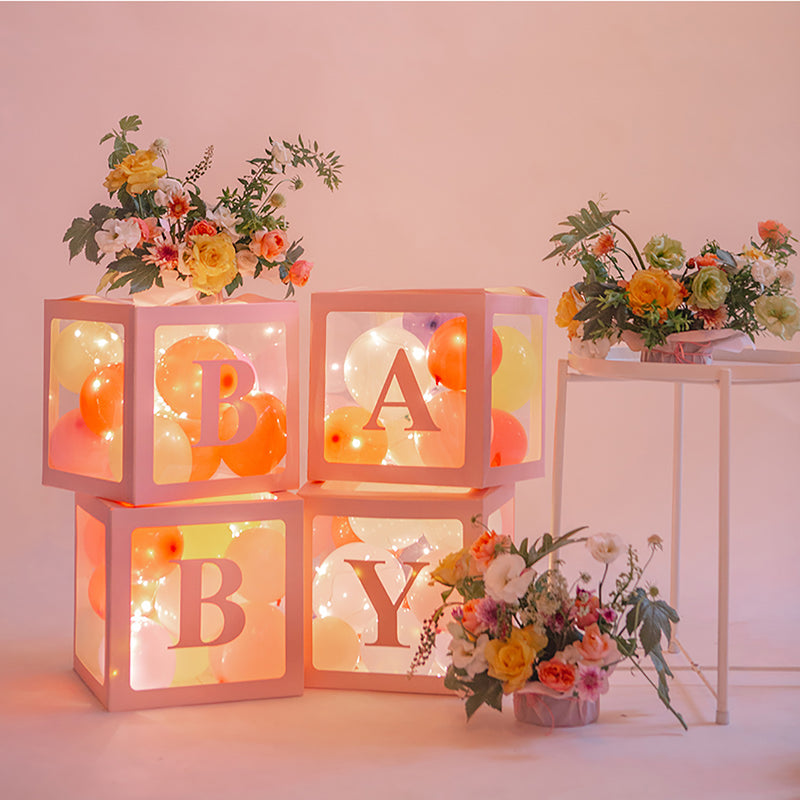 4Pcs DIY Transparent Balloon Box For Boy Girl Baby Shower Wedding Birthday Decorations
