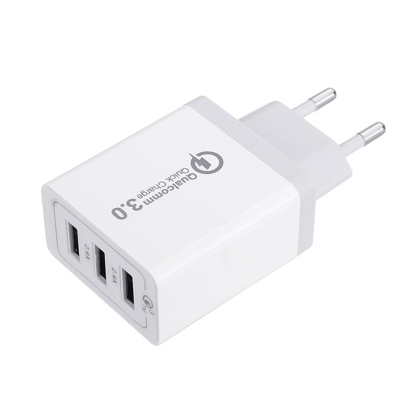 EU 30W QC 3.0 3 USB Ports Charger Power Adapter for Tablet Smartphone