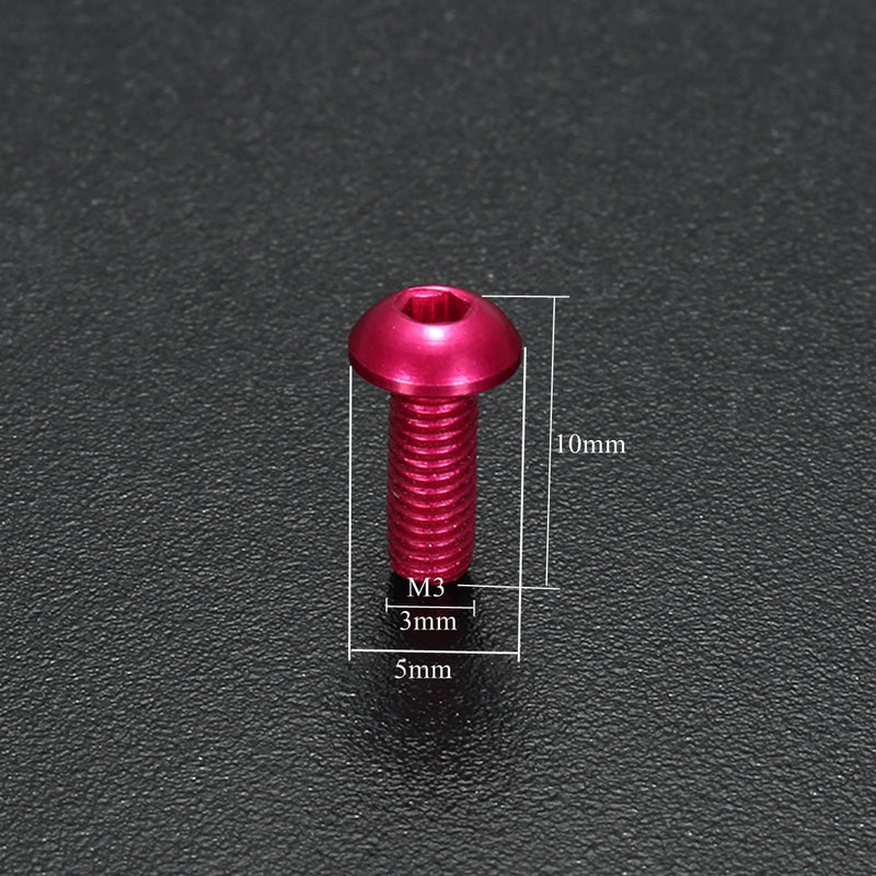 Suleve M3AH7 10Pcs M310mm Hex Socket Screws Round Head Cap Screw 7075 Aluminum Alloy