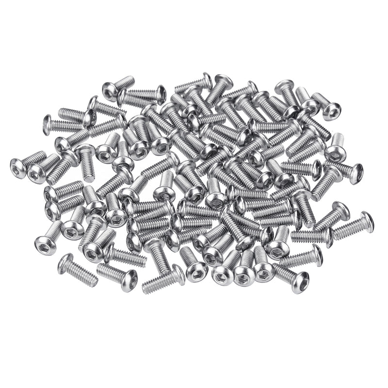 Suleve M3SS4 100Pcs Metric M3 304 Stainless Steel A2 Button Head Hex Socket Cap Screw Bolt