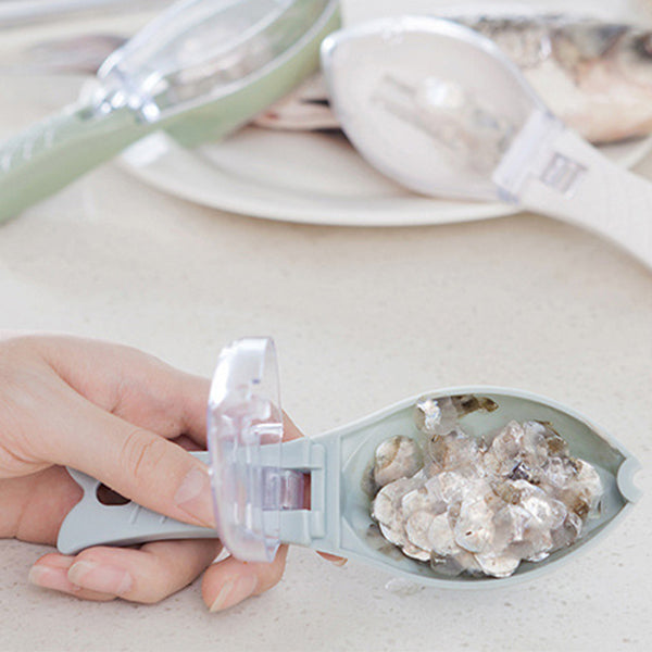 2 in 1 Reusable Fish Scraping Scales Cleaning Tool Device with Collecting Scale Scraper