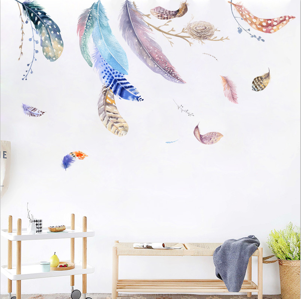 Miico FX82020 2 PCS Feather Decorative Sticker Sofa Background Wall Sticker DIY Sticker