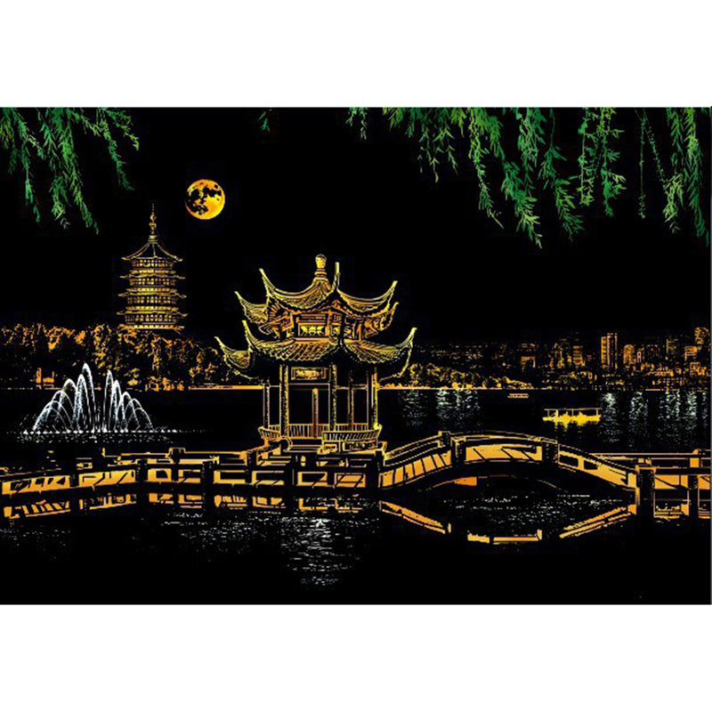 1 Piece Decorative Scratch Picture Scenery Scratching Paintings City Nightview Scraping Paintings Drawing Paper Home Decor Birthday Gift