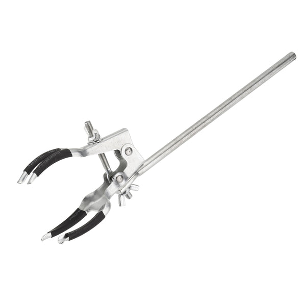4 Prongs Long Handle Clamp Flask Clip with Rubber Protective Cover Jaws Adjustable Pipe Holder