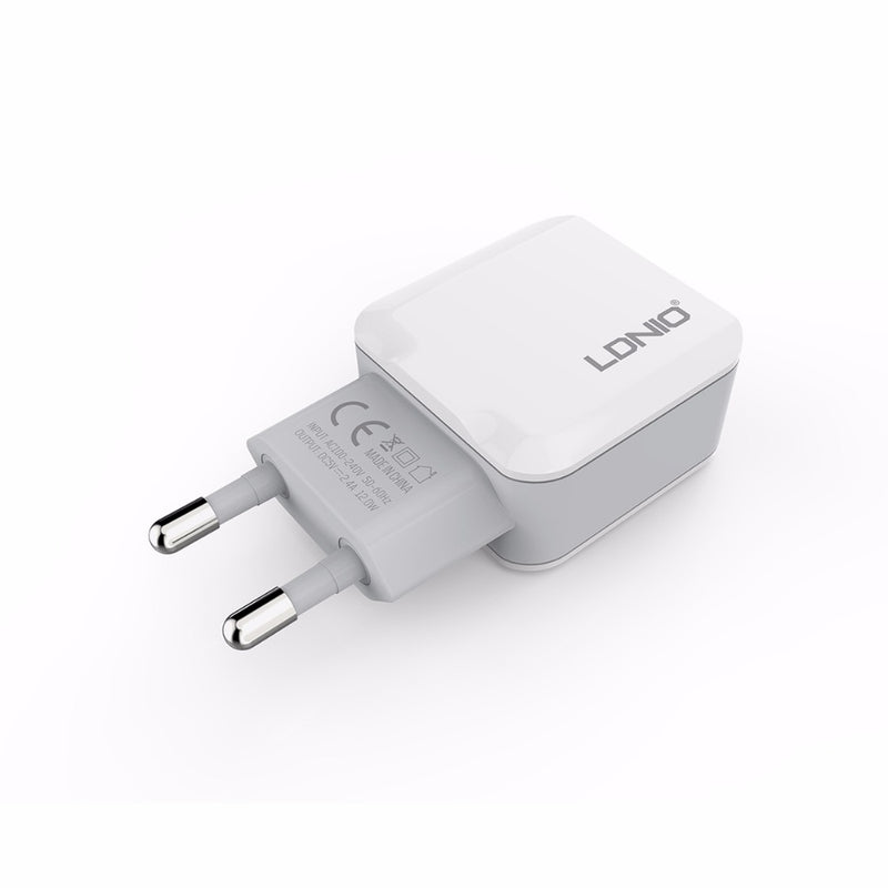 LDNIO A2202 2.4A EU Dual USB Ports Travel Charger for iPhone 7 6S Sumsung Xiaomi Huawei