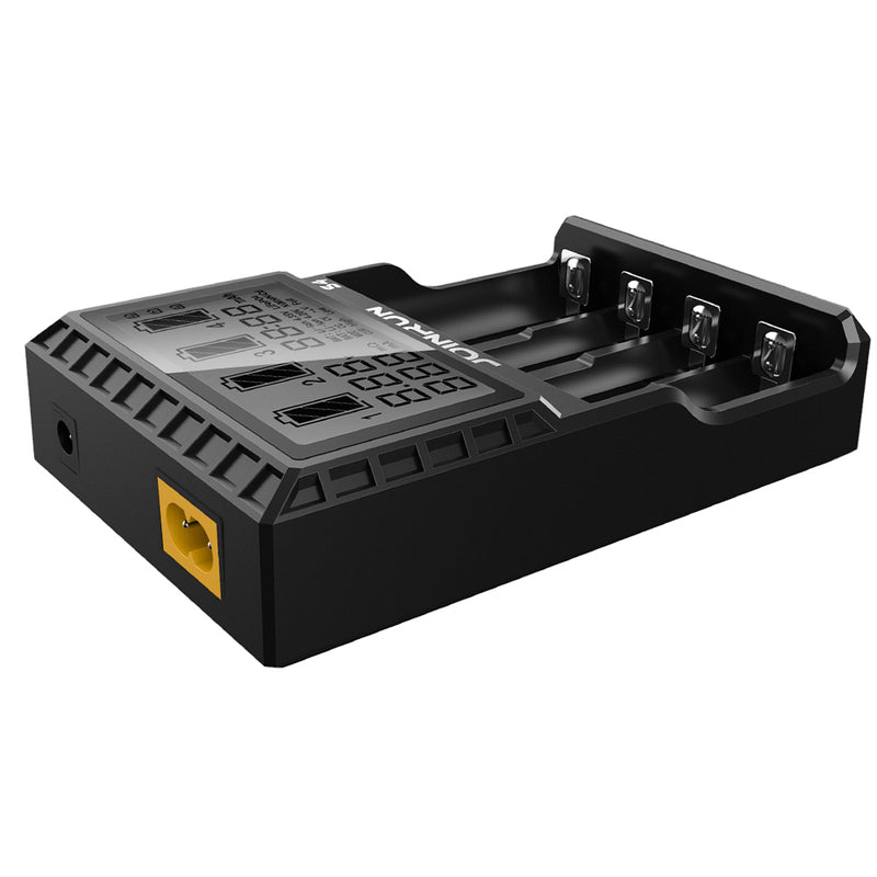 JoinRun S4 4Slots EU Plug LCD Display Automatic Rapid Intelligent Li-ion/NI-MH/NI-CD Battery Charger
