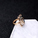 Retro Ladybug Women Ring Colorful Rhinestone Finger Ring Bronze Metal Ring