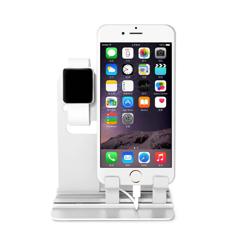 Stainless Steel Docking Station Charging Stand Phone Holder Watch Holder for Smart Phone for iPhone Apple Watch Series 1 2 3 4 5